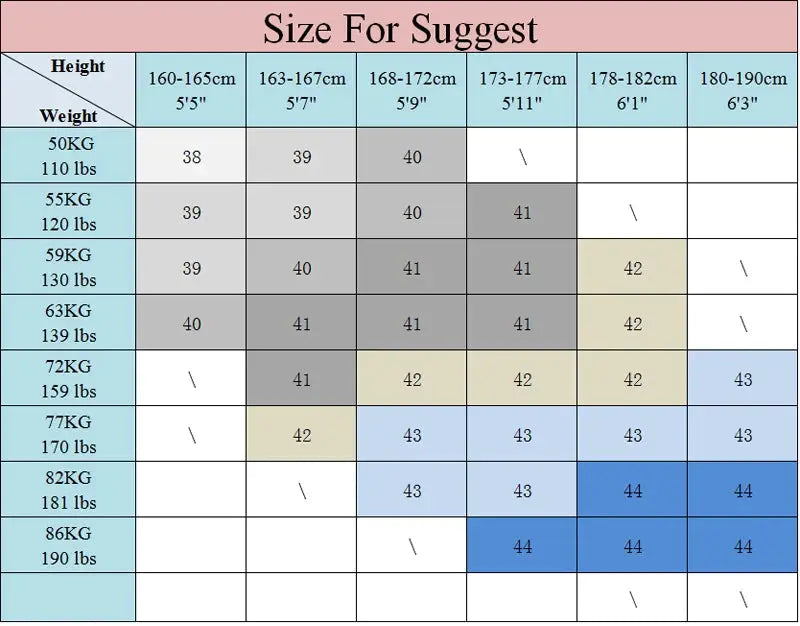 Shirt size chart for Simples Market Classic Fit 100% Cotton Men's Long-Sleeve Shirt with height–weight guidelines.