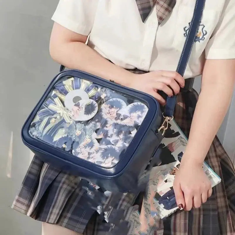 Transparent Itabag Crossbody Bag PU Leather JK Style Women Shoulder Bag Clear Bag For School And Everyday Use