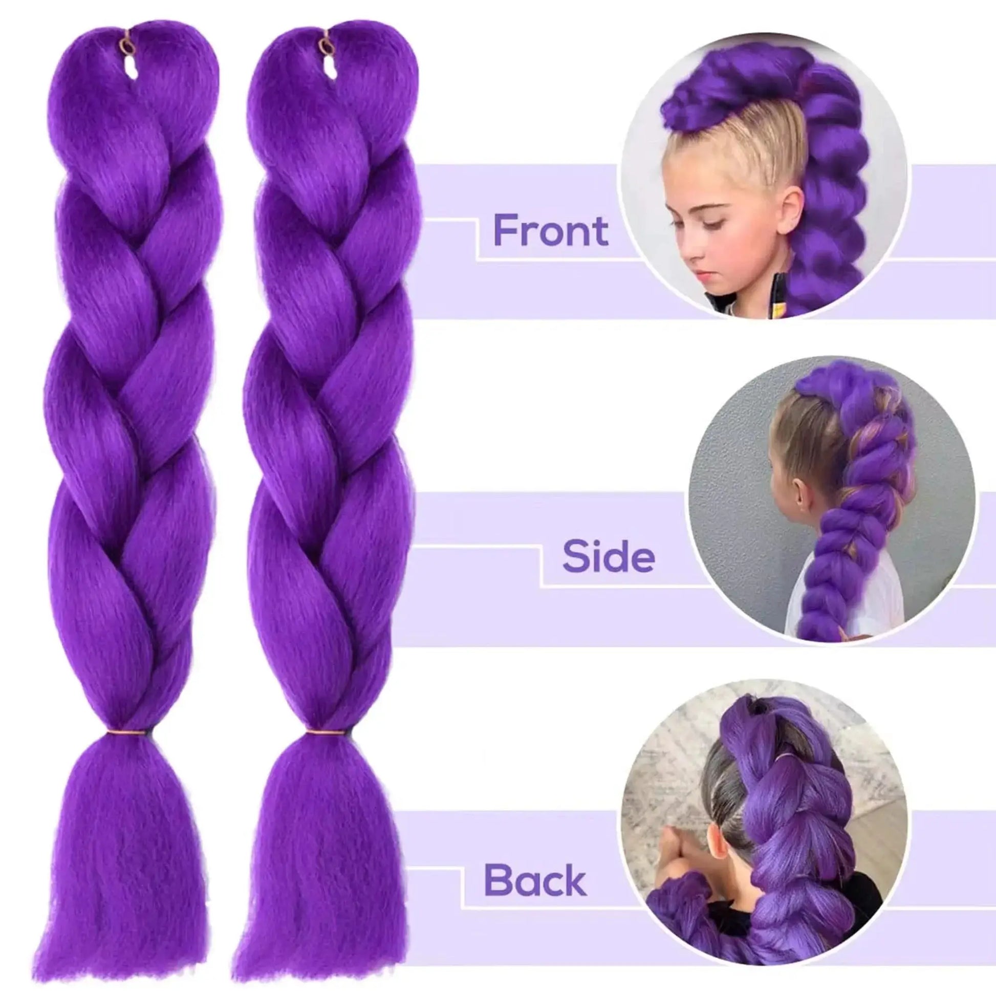 Long 24-inch jumbo braid extensions by Simples Market in vibrant purple Kanekalon synthetic hair