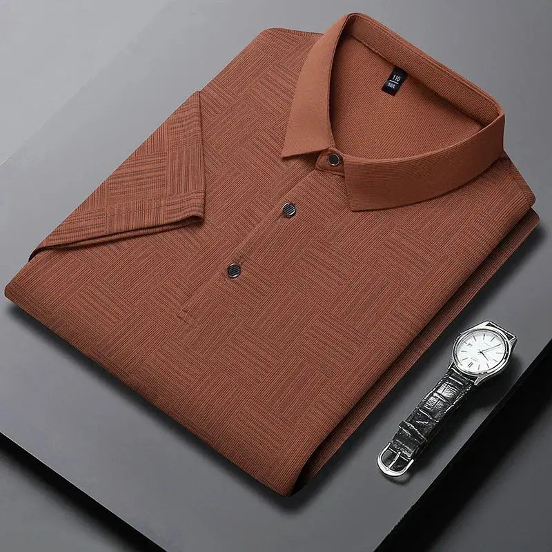 2024 Men's Printed Business Casual Short Sleeve Polo Shirt Breathable Comfortable Top For Summer