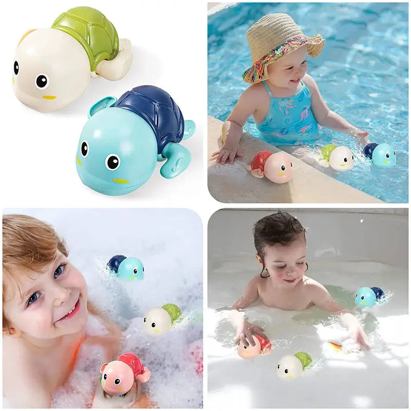 Baby Bath Toys Set Turtle and Whale Clockwork Water Toys Non Toxic for Tub Pool Beach Fun for Kids