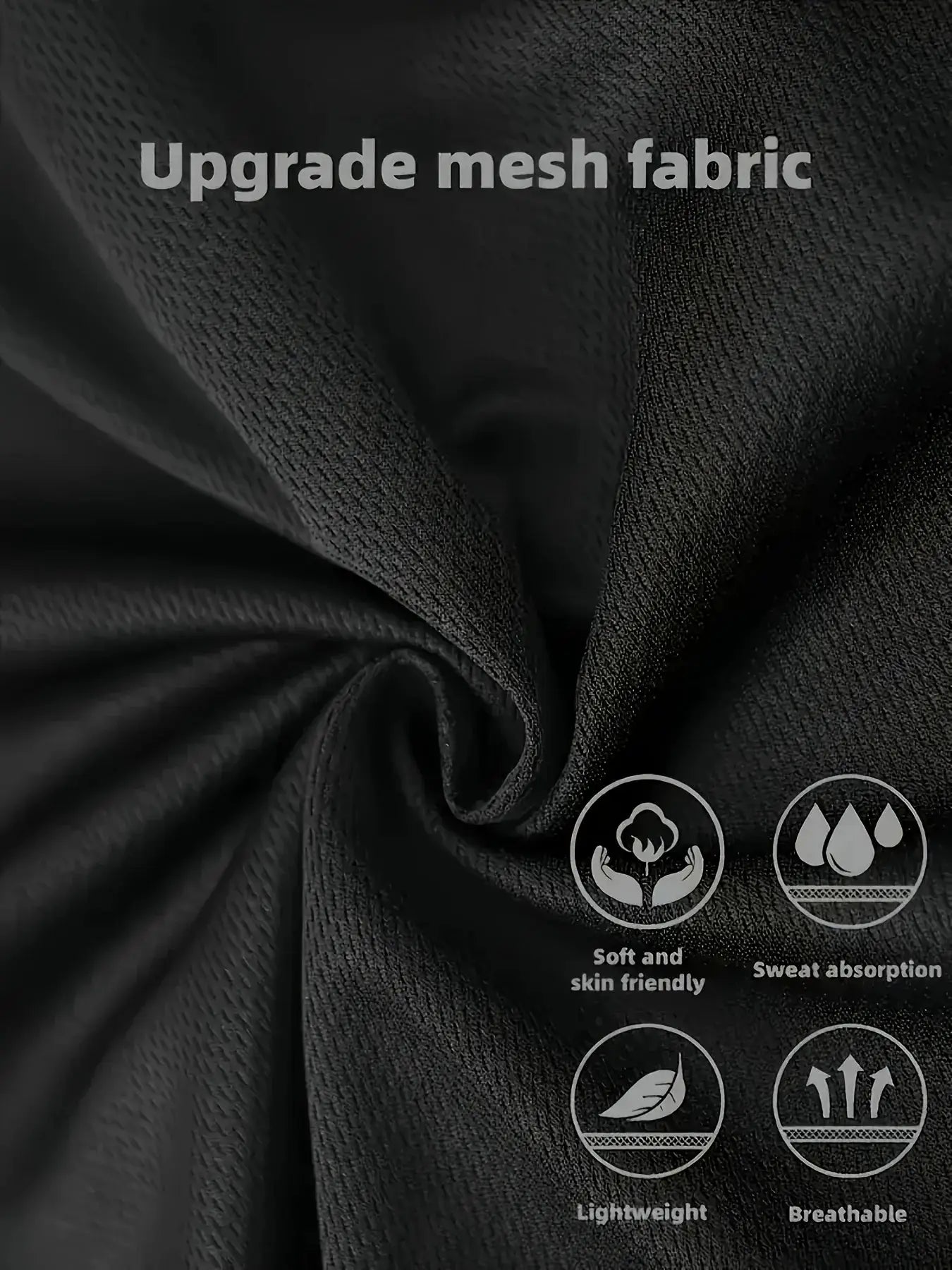 Men's short-sleeve polo shirt in black with breathable mesh fabric and 3D pattern print