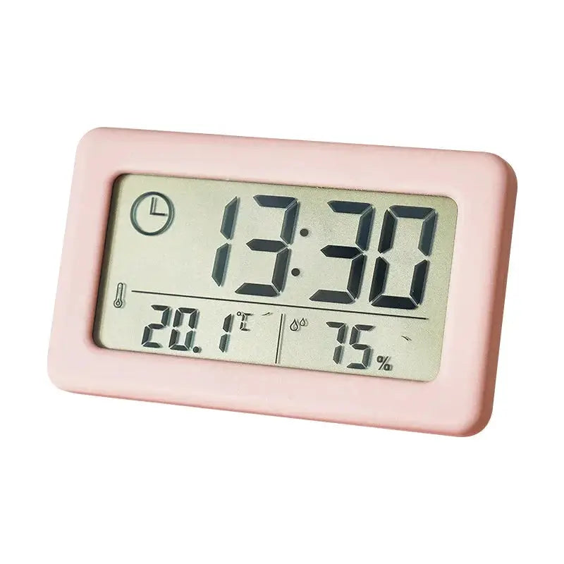 Mini Digital Clock With Temperature And Humidity Display Battery Powered Thermometer Hygrometer 12 24H