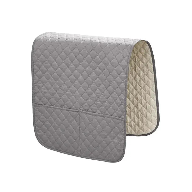Sofa armrest cover with pockets, gray quilted fabric, water-repellent; Simples Market