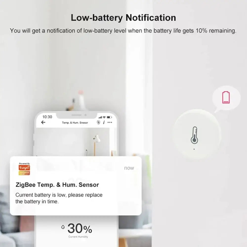 Tuya Zigbee Temperature and Humidity Sensor with 30% humidity readout in app UI