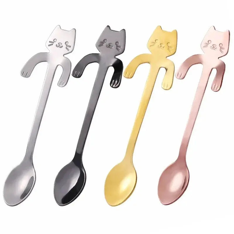 Cat Shaped Stainless Steel Coffee Spoon Purrfect Kitchen Adorable Stirring and Scooping Desserts