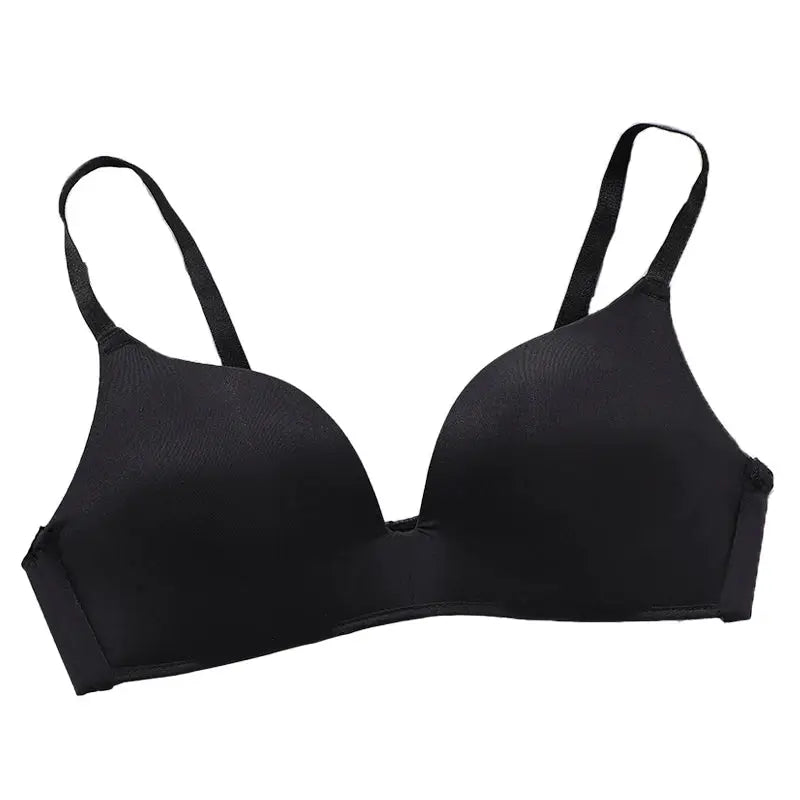 Women's black seamless wireless bra with adjustable straps