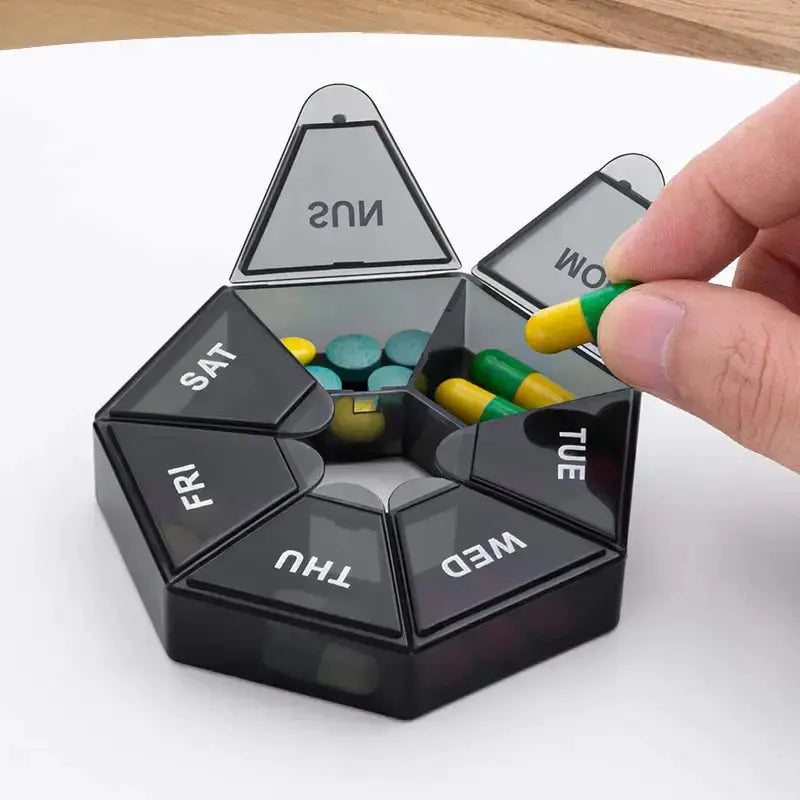2 Or 4 Pack Seven Day Pill Organizer Travel Portable Medicine Dispenser With Seven Compartments