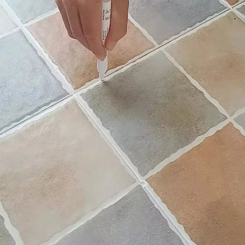 Simples Market waterproof tile marker grout pen applying white sealant to multi-color floor tiles