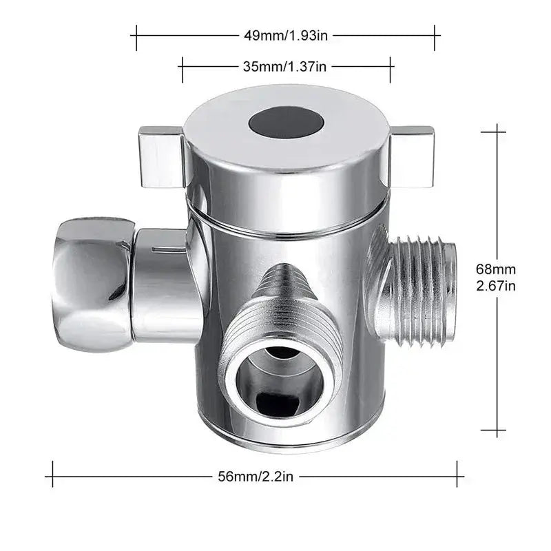 Simples Market chrome diverter valve G1/2 splitter, 2- or 3-way shower faucet adapter