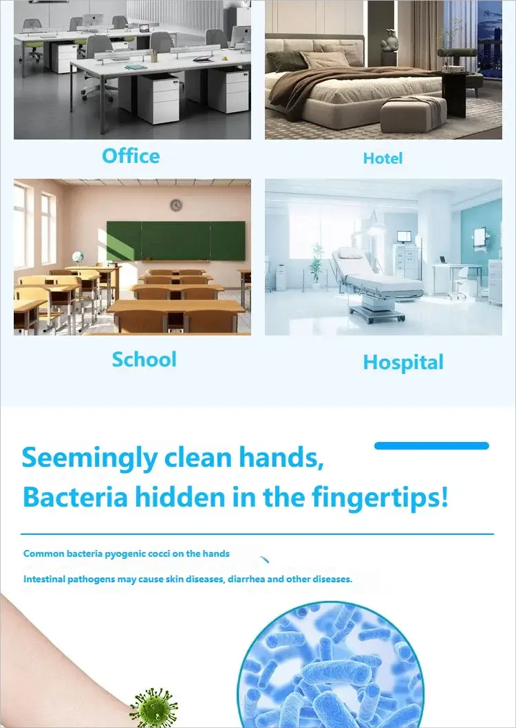 Homefish automatic soap dispenser by Simples Market; wall-mounted montage of office/hotel/school/hospital interiors.