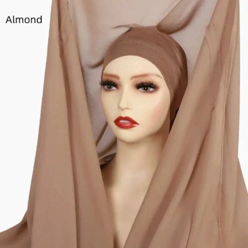 NovaVibe Instant Chiffon Hijab Magnetic Buckle Solid Color Muslim Scarf Effortless Wear