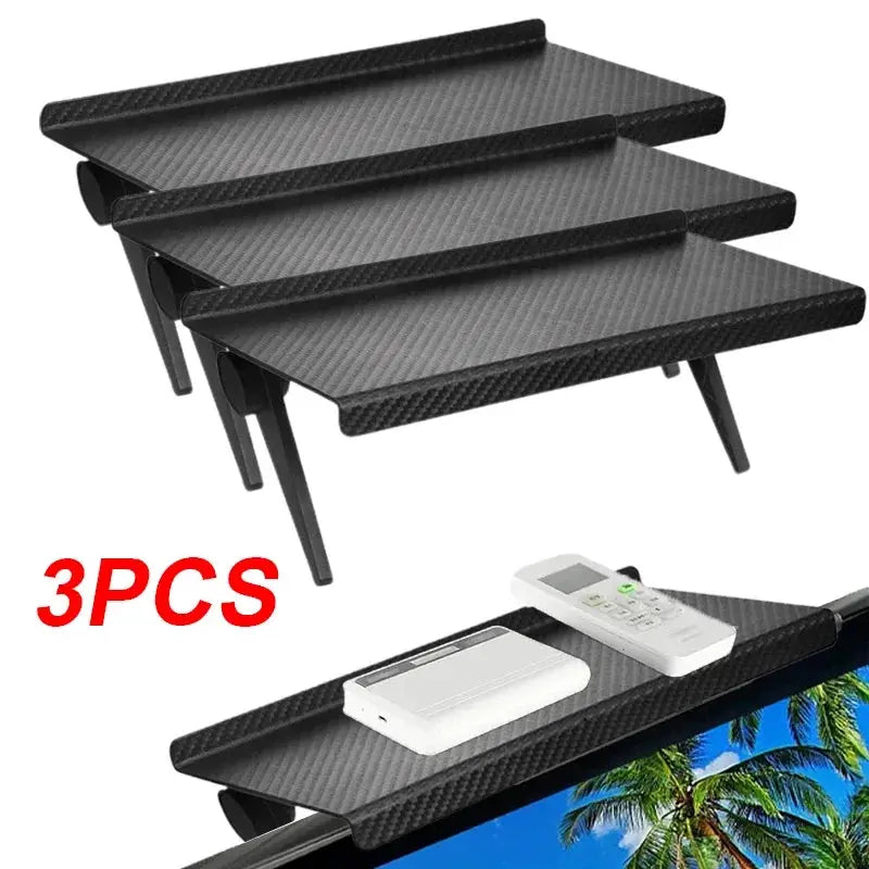 TV Screen Top Storage Shelf Adjustable Monitor Rack Computer Desktop Display Stand Router Organizer Home Office
