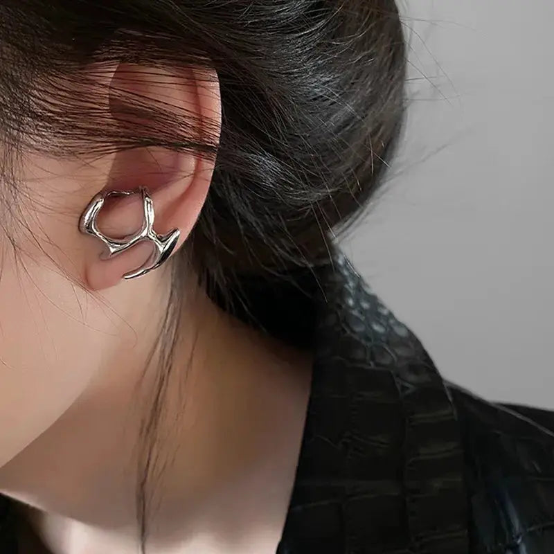 Y2K Irregular Liquid Earrings for Women Silver Geometric Clip Earrings Hip Hop Punk Fashion 2024 Trendy Party Jewelry