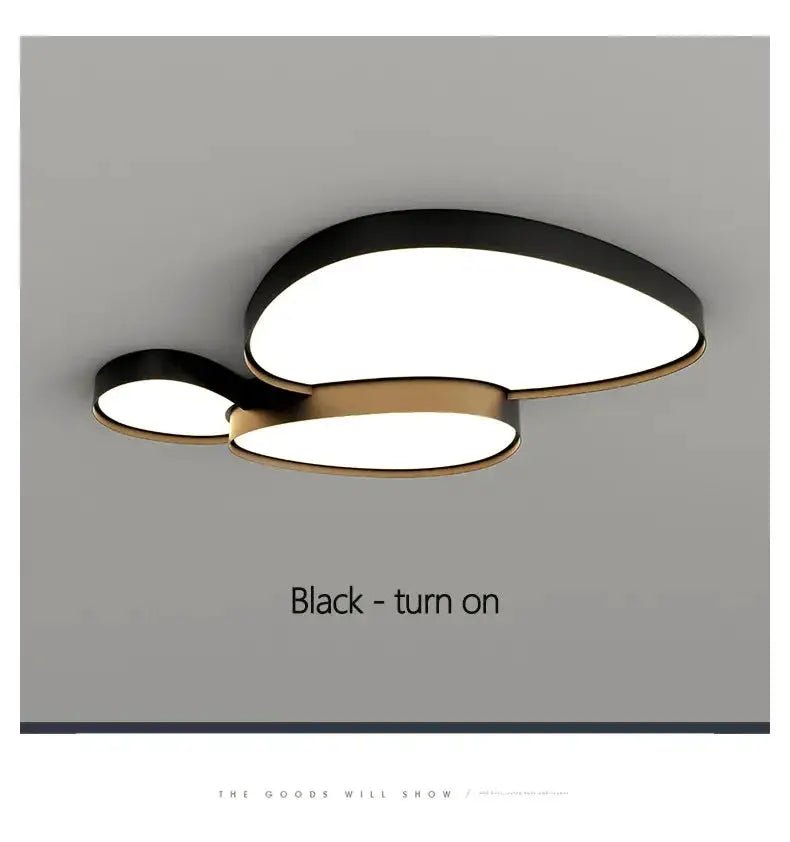 Modern Simple LED Ceiling Lamp by Simples Market with remote, black and white, three circular panels