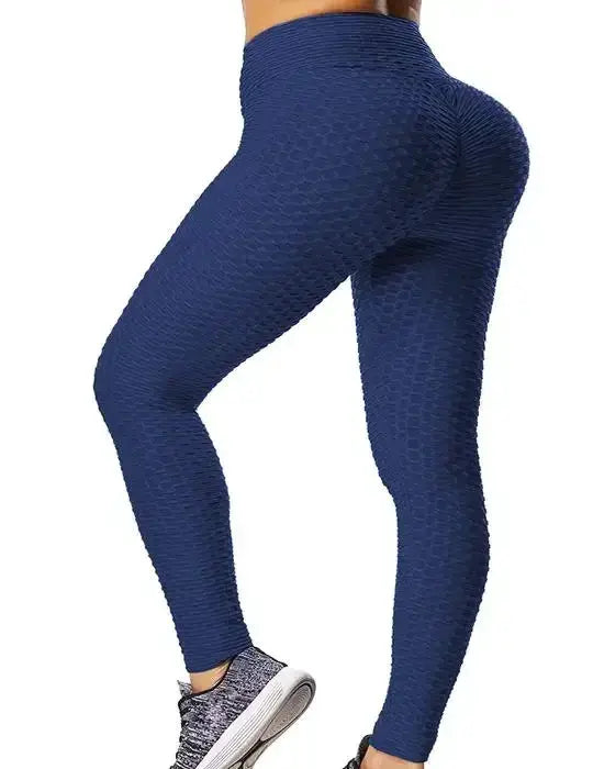 Push Up Leggings navy textured high-waist gym tights with butt-lifting fit
