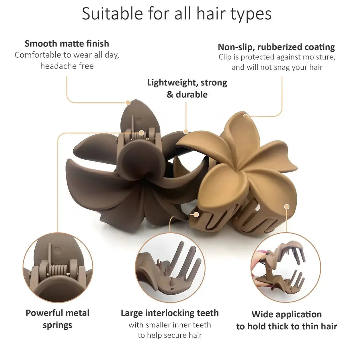 Large Matte Flower Claw Clip - Simples Market