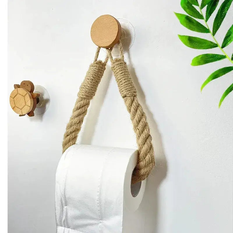 Nail Free HomeNest Rope Paper Towel Holder No Tools Needed Wall Mount For Kitchen And Bathroom Durable Rope Design