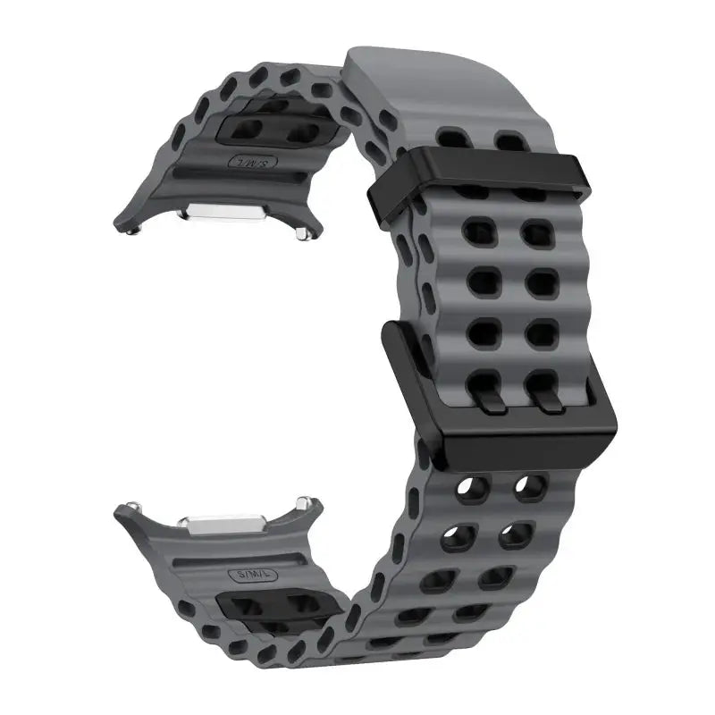 Marine Band silicone strap for Samsung Galaxy Watch Ultra2 2026 47mm, gray perforated sport bracelet.