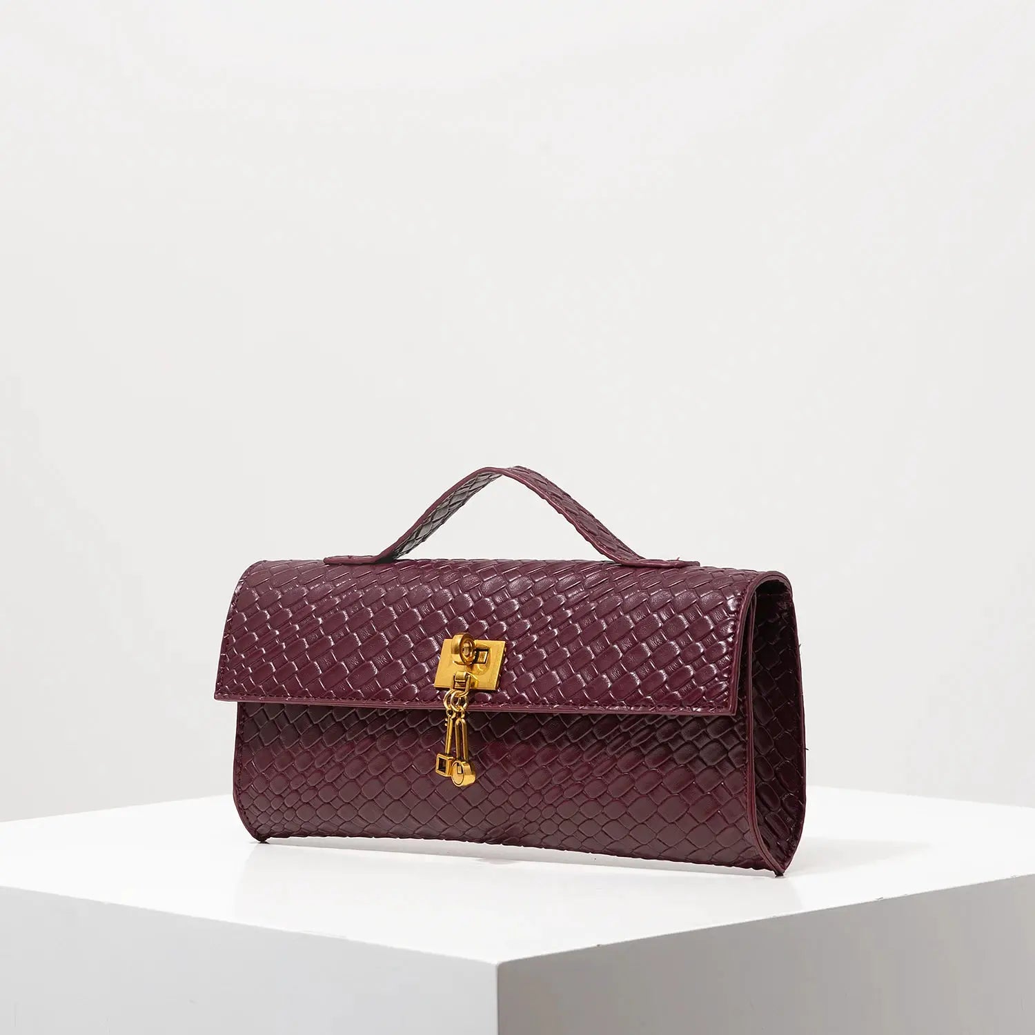 VeraLuxe Vintage Baguette Bag Burgundy PU Purse With Durable Lining For Work And Everyday Use For Women