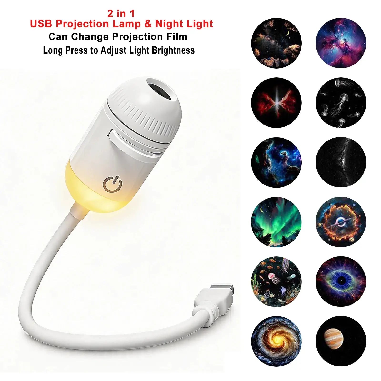 USB Car Atmosphere Projector Light Starry Sky Saturn Galaxy Ambience