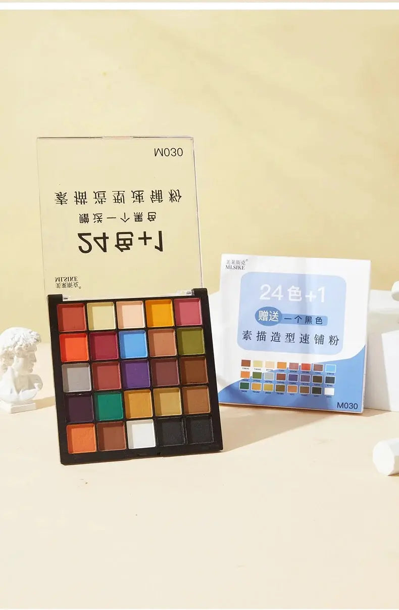 24-color soft artist pastel powder palette for charcoal drawing and expressive mark making, water-soluble