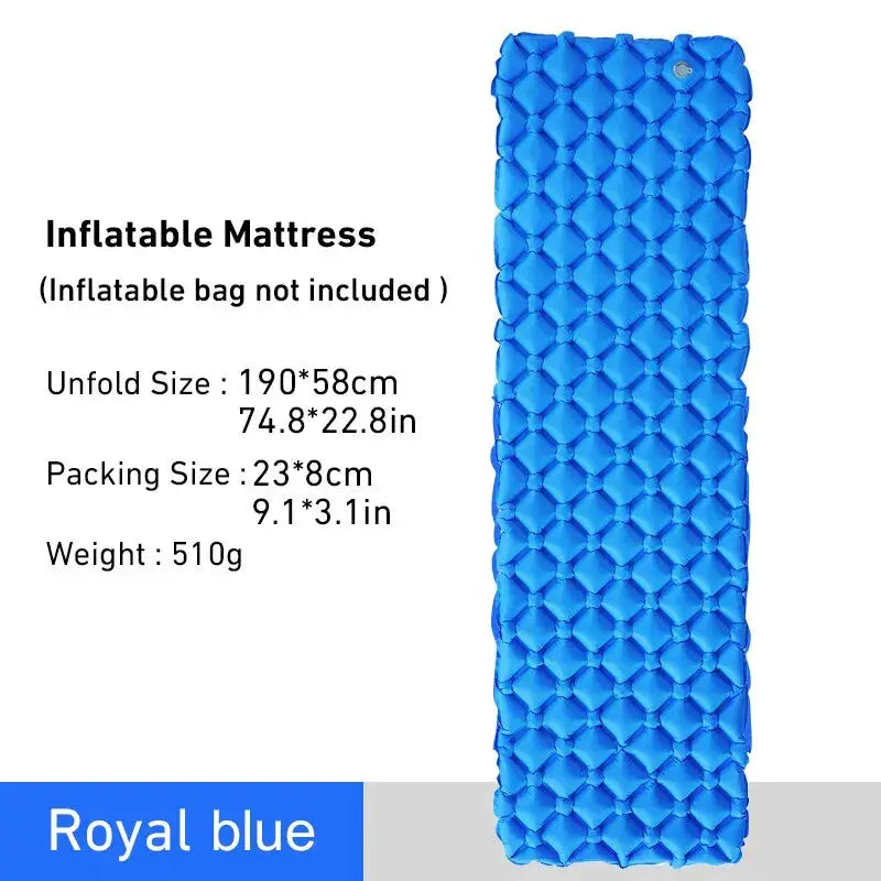 WESTTUNE camping sleeping pad, royal blue ultralight inflatable mattress with honeycomb texture for travel and hiking