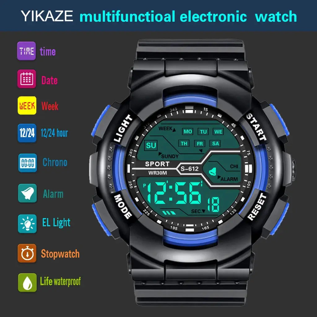 Summit Gear Outdoor Sport Mens Watch Multifunction Large Screen LED Display Waterproof Military Digital Wristwatch