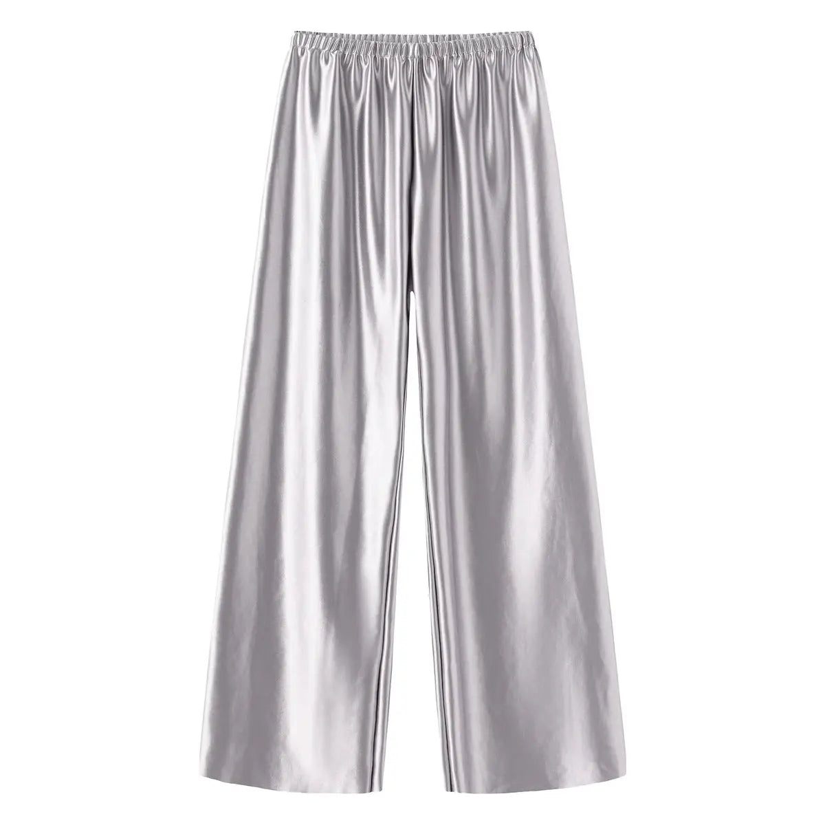 VelvetBloom Satin Wide Leg Pants With High Waist Elastic Closure For All Day Comfort And Elegant Summer Style