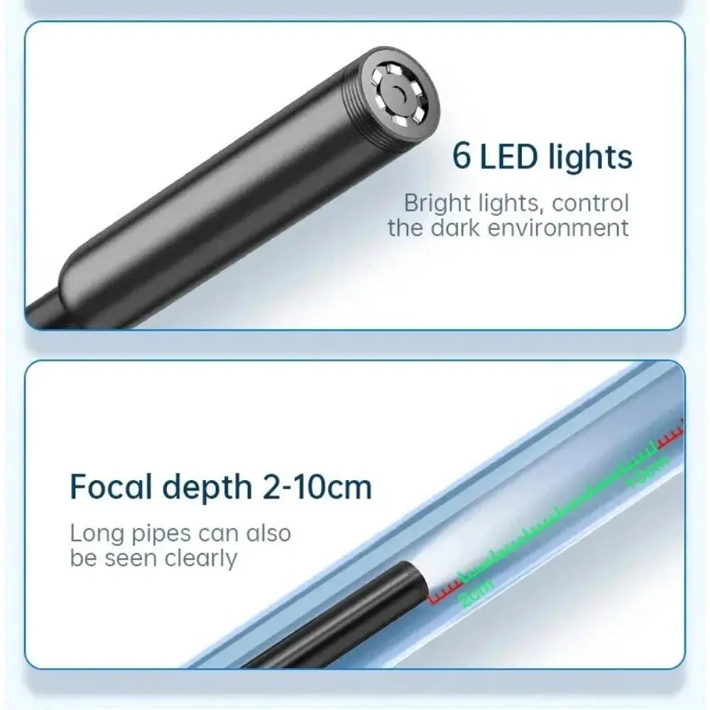 5.5mm USB Borescope Camera For OTG Android Type C Phones IP67 Waterproof With 6 LED Lights