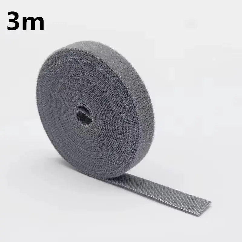 Cable organizer Velcro strap roll, 3m gray, for earphones and mouse cables