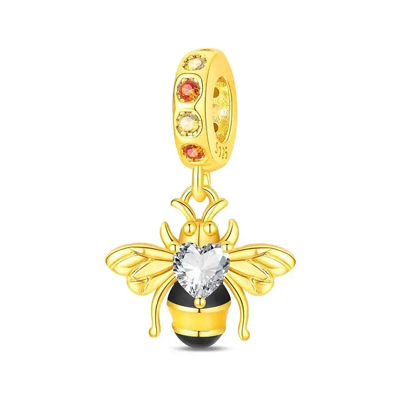 925 Sterling Silver Gold DIY Charms Beads Inlaid Zirconium Sun Leopard Pendants Fit Bracelet For DIY Jewelry Making