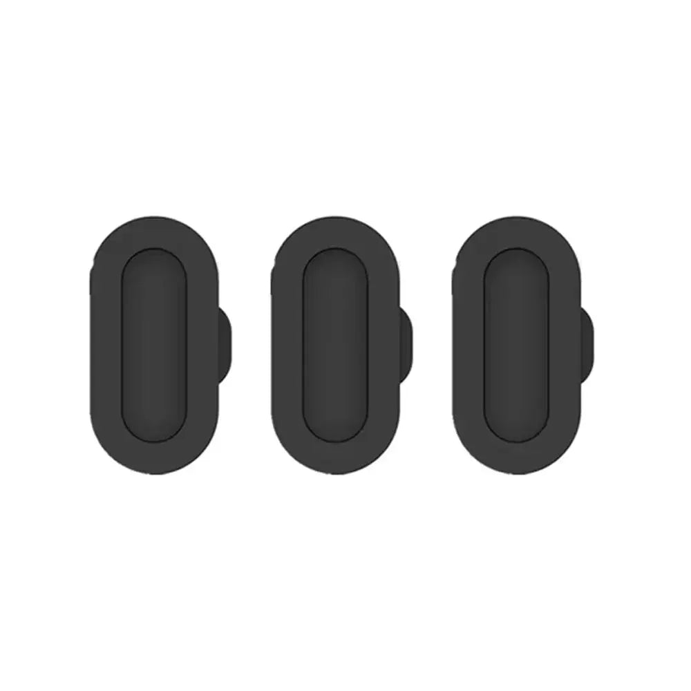 Garmin-compatible silicone dustproof charging-port plug caps, 3-pack in black