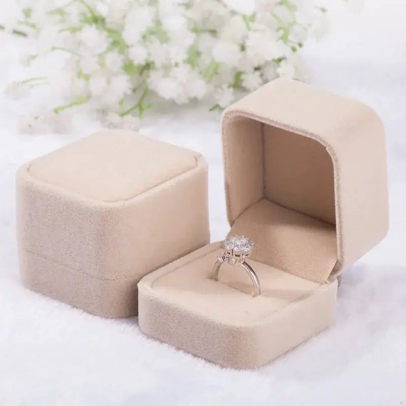 Rounded Flannelette Ring Box Flocking Jewelry Storage Organizer for Studs Badges Soft Jewelry Box for Ring Protection