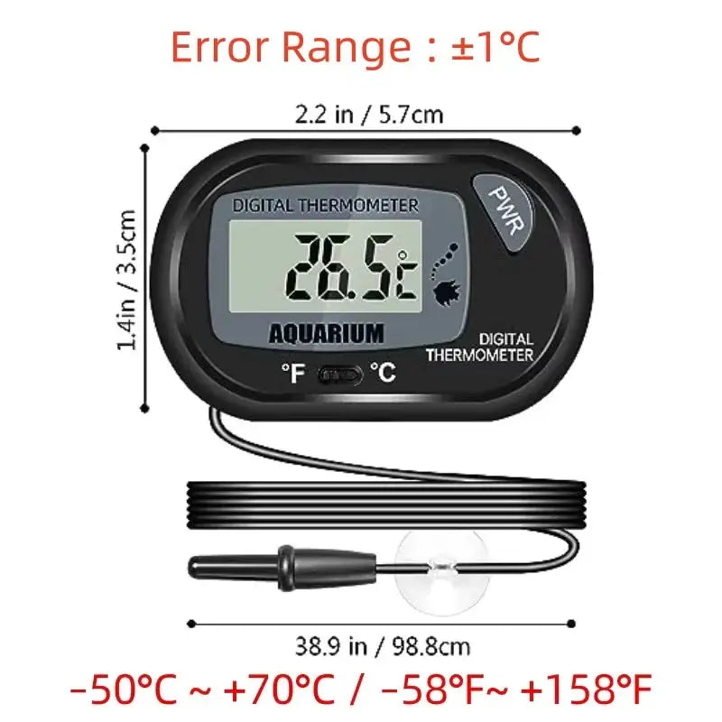 Digital Aquarium Thermometer With Probe Suction Cup For Fish Tank Water Temperature Measurement