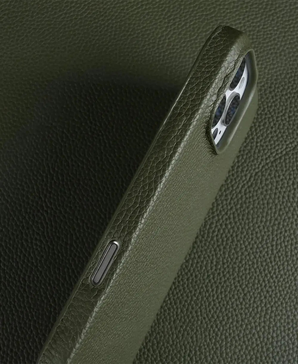 Simples Market luxury magnetic MagSafe leather iPhone case for iPhone 16 Pro Max, Olive green full-wrap back cover