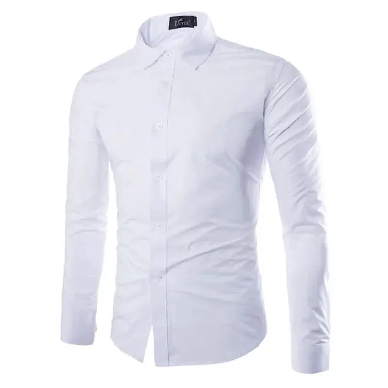 Simples Market men's solid white long-sleeve button-down shirt