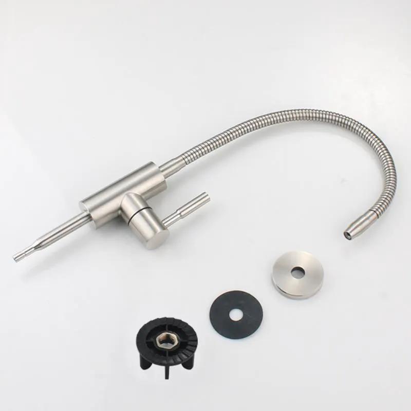 Simples Market 304 stainless steel pull-down kitchen faucet with flexible hose and mounting hardware