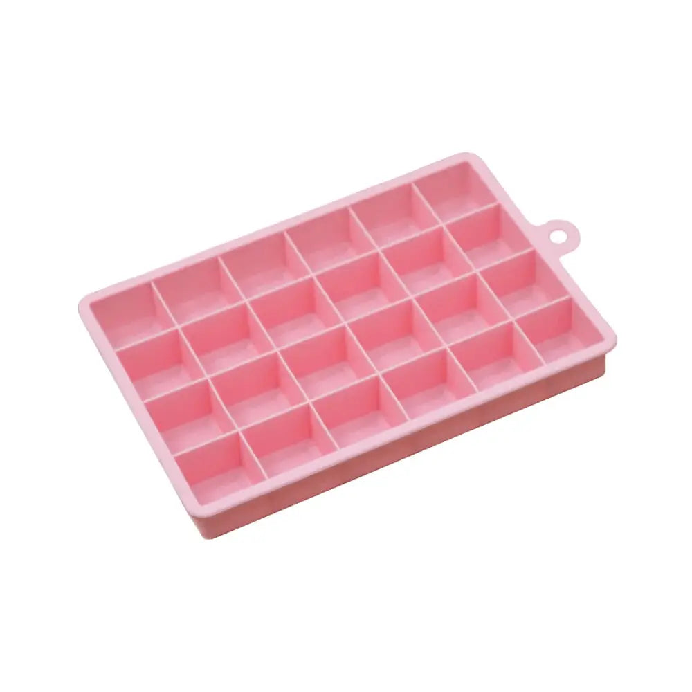 Silicone ice cube mold with 24 square cavities, pink