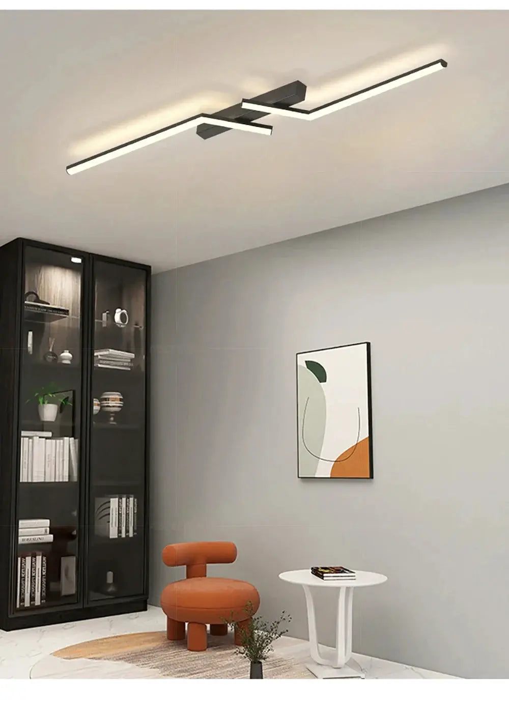 Simples Market modern LED ceiling light, gold luster finish, linear double-bar design, 60/80/100/120 cm