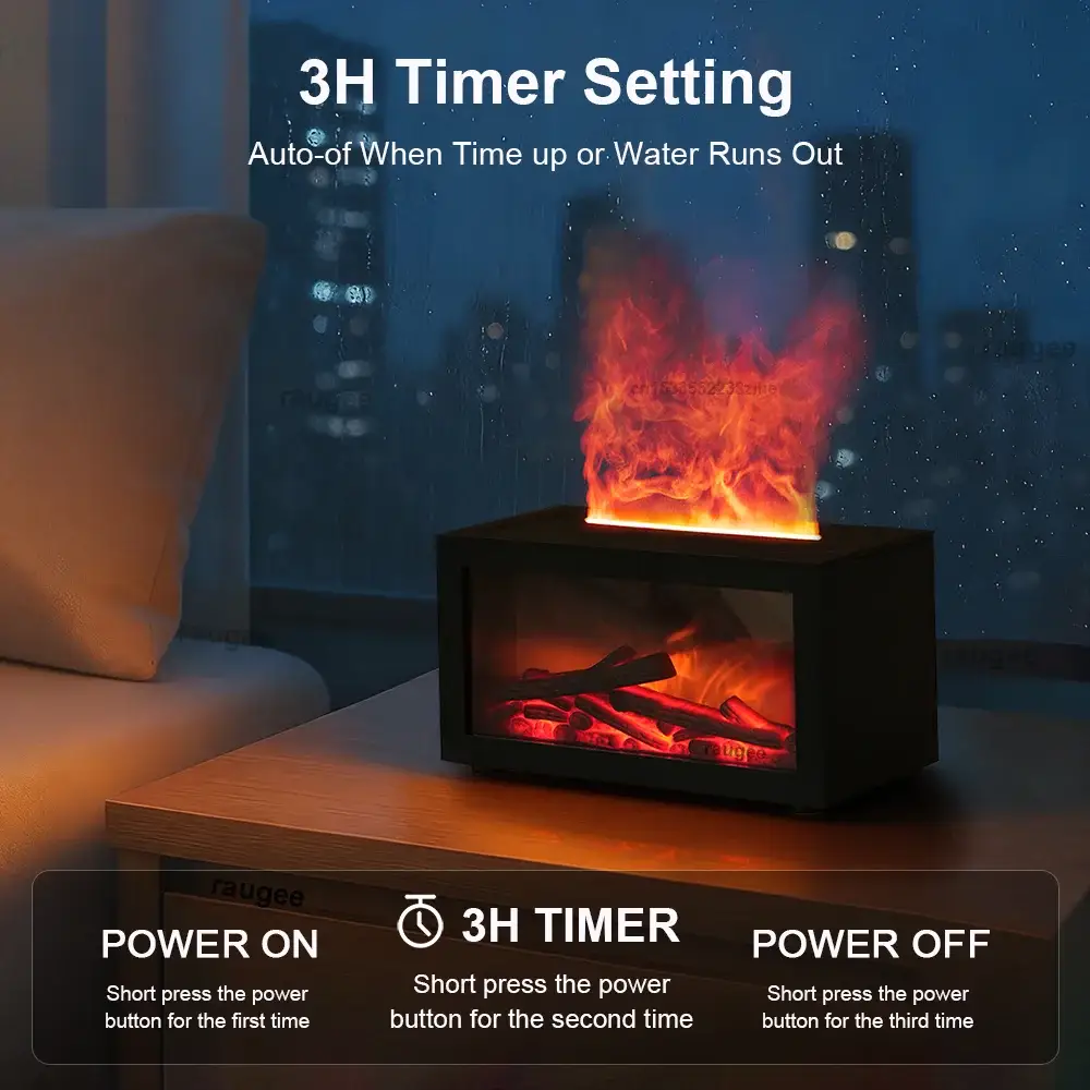 Fireplace Humidifier Aroma Flame Diffuser For Home Room With Essential Oil Aromatherapy