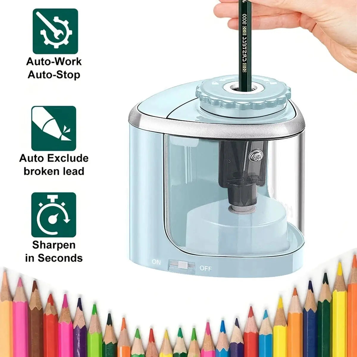 Automatic Electric Pencil Sharpener For Desktop Use 6-8mm Pencils For Students And Office