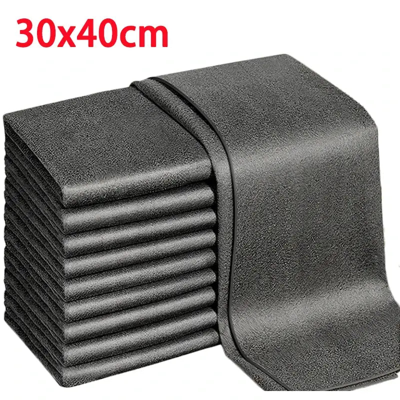 10-pack black microfiber cleaning cloths, 30x40cm, for car windows, mirrors and household cleaning