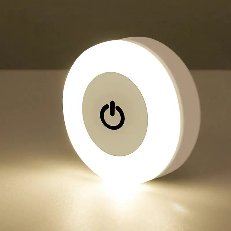 Energy Saving LED Touch Sensor Night Light USB Rechargeable Magnetic Wall Light For Bedroom Hallway Closet Round Lamp