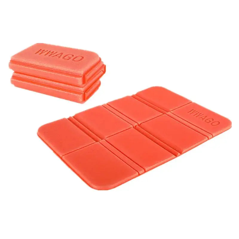 Foldable XPE foam outdoor mat, orange six-panel picnic seat cushion with WIHAGO branding