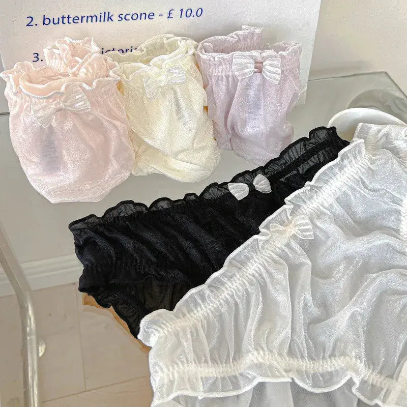 Women’s large-size sheer panties set of 5 in pink, cream, lavender, black and white