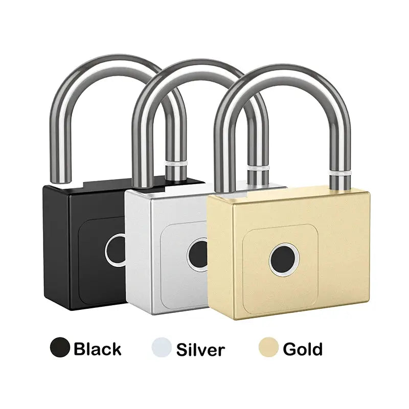RAYKUBE Tuya smart padlock set of three in black, silver and gold finishes