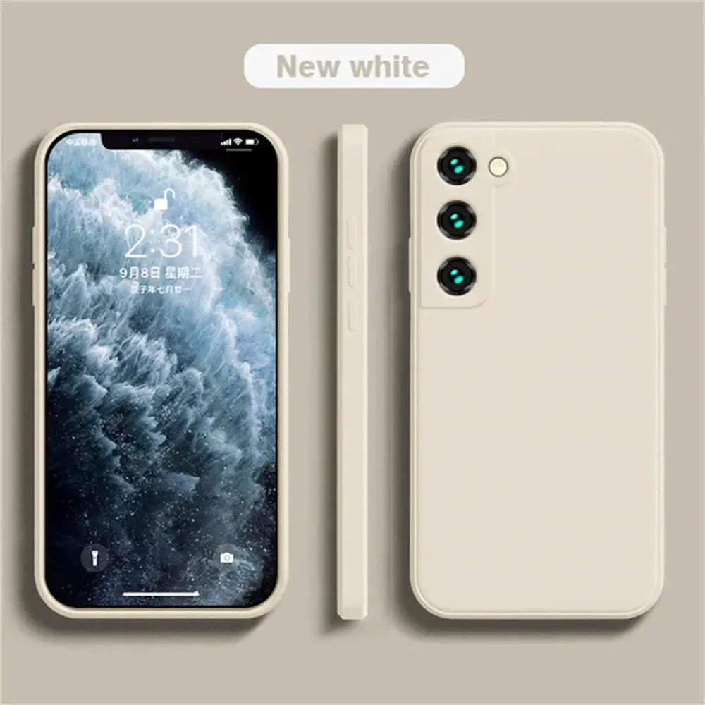 Luxury liquid silicone case for Samsung Galaxy phones by Simples Market in new white