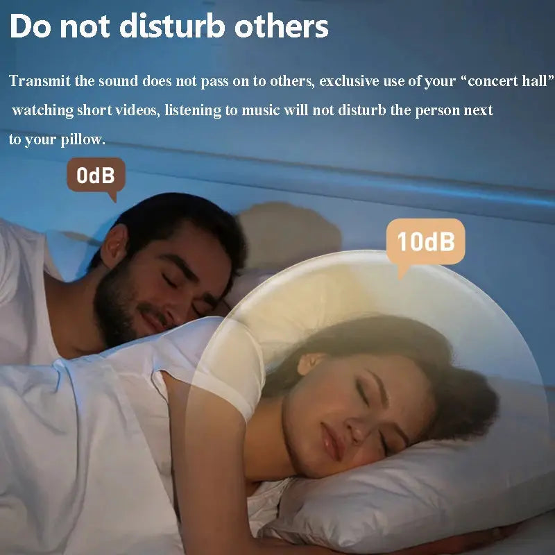 Under-pillow bone conduction Bluetooth speaker by Simples Market, white sleep-aid soundbar with LED display