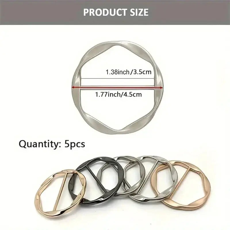 Simples Market 5pc metal round clip buckles set for shawl/tie; mixed finishes